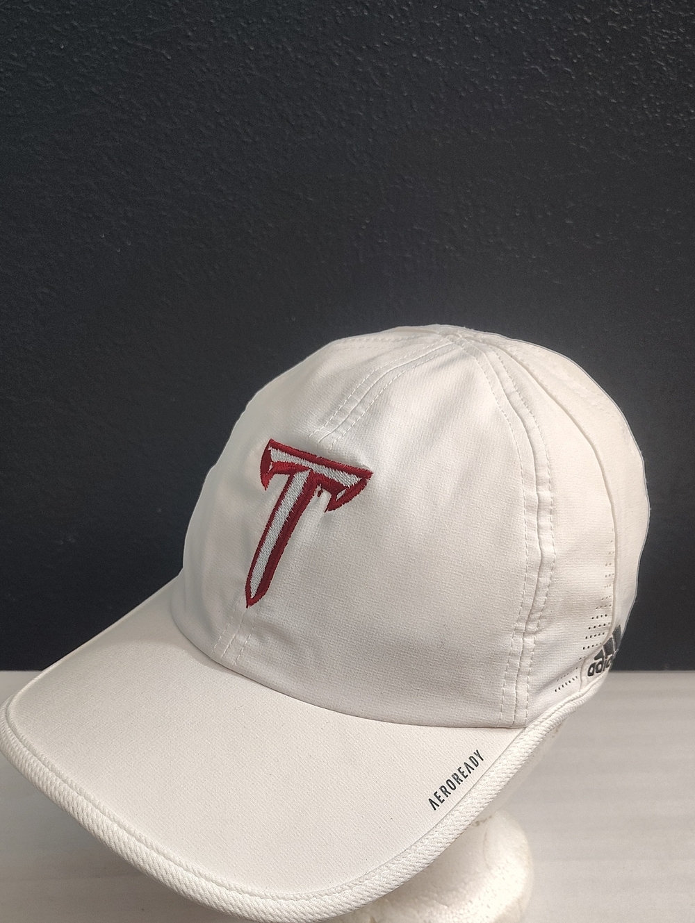 Troy University adidas Areoready White Baseball Cap with Red 'T' Embroidery